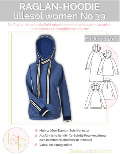 Papierschnittmuster - Raglan-Hoodie No. 39 - Damen - Lillesol & Pelle